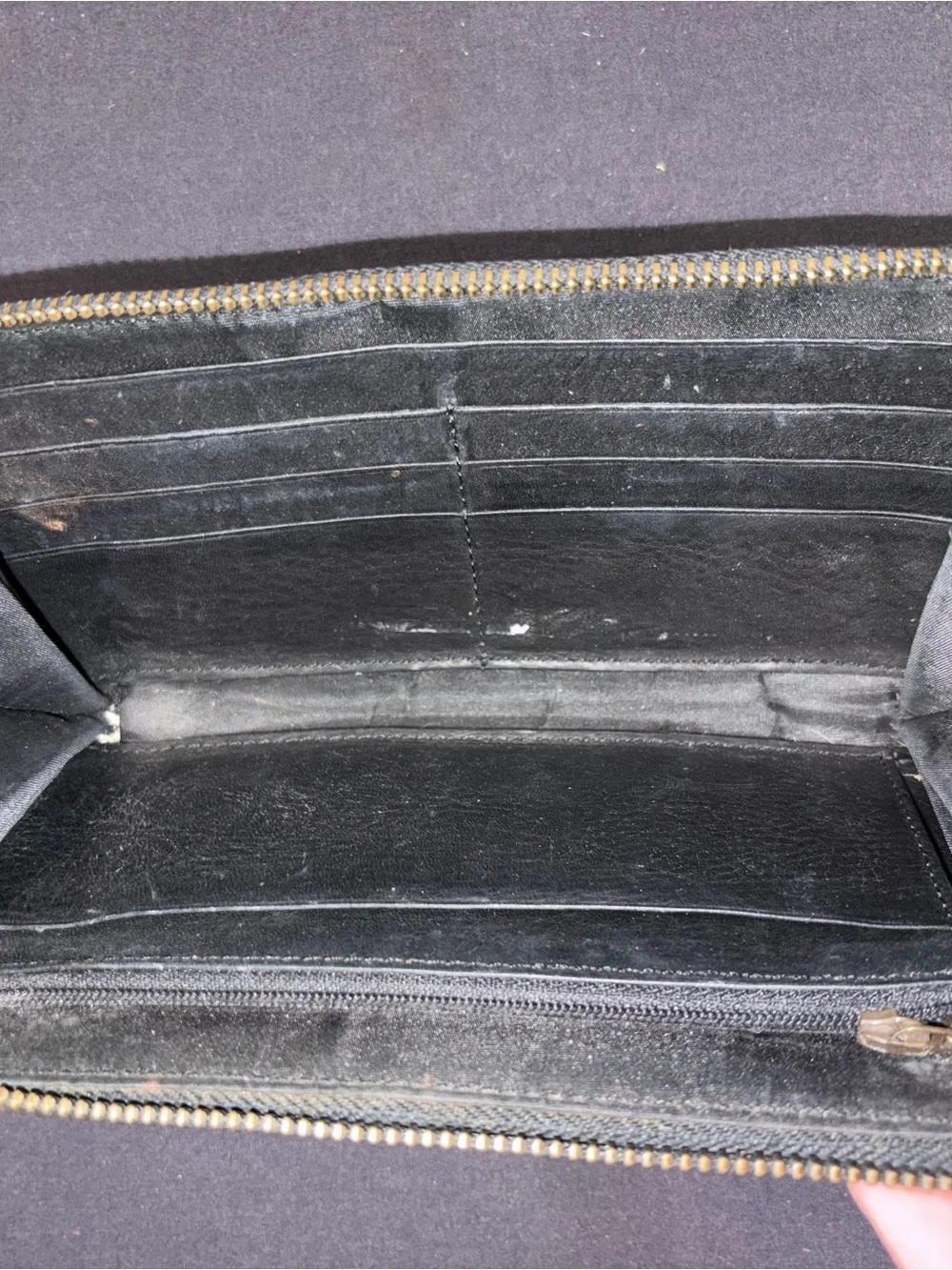 Eddie Bauer Black Leather Zip Wallet